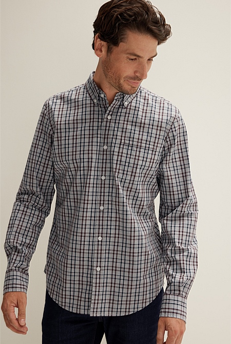 Grey Melange Marle Check Shirt - MEN Shirts | Trenery
