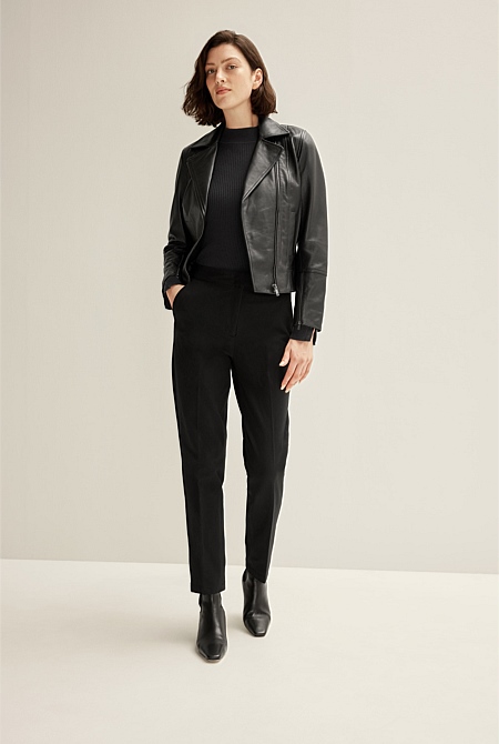 Black Leather Biker Jacket - WOMEN Jackets & Coats | Trenery