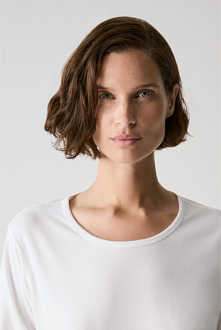 Marshmallow Organically Grown Cotton 3/4 Sleeve T-shirt - WOMEN T ...