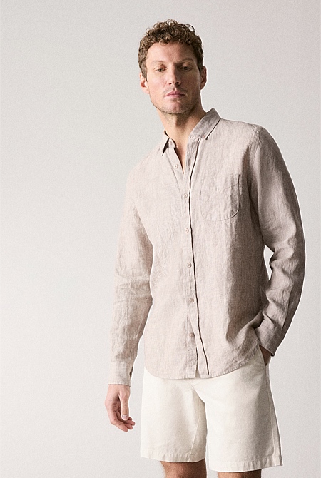 Sahara Regular Fit Delave Linen Long Sleeve Shirt - MEN Shirts | Trenery