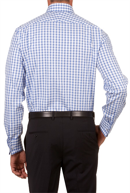 French Cuff Textured Gingham Shirt