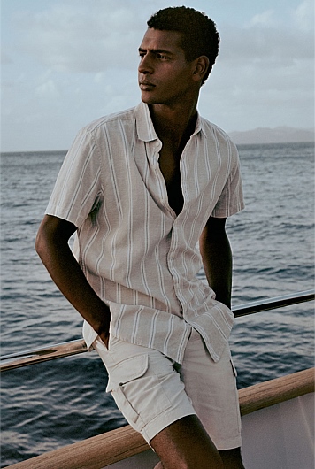 Sahara Regular Fit Linen Cotton Stripe Shirt - MEN Shirts | Trenery