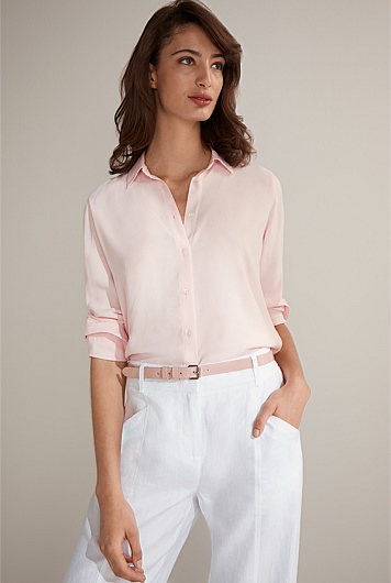 Light Lilac Draped Collared Shirt - WOMEN Shirts | Trenery