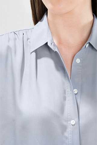 Modal Draped Short Sleeve Shirt - WOMEN Shirts | Trenery