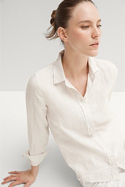 	Linen Yarn Dyed Stripe Classic Shir