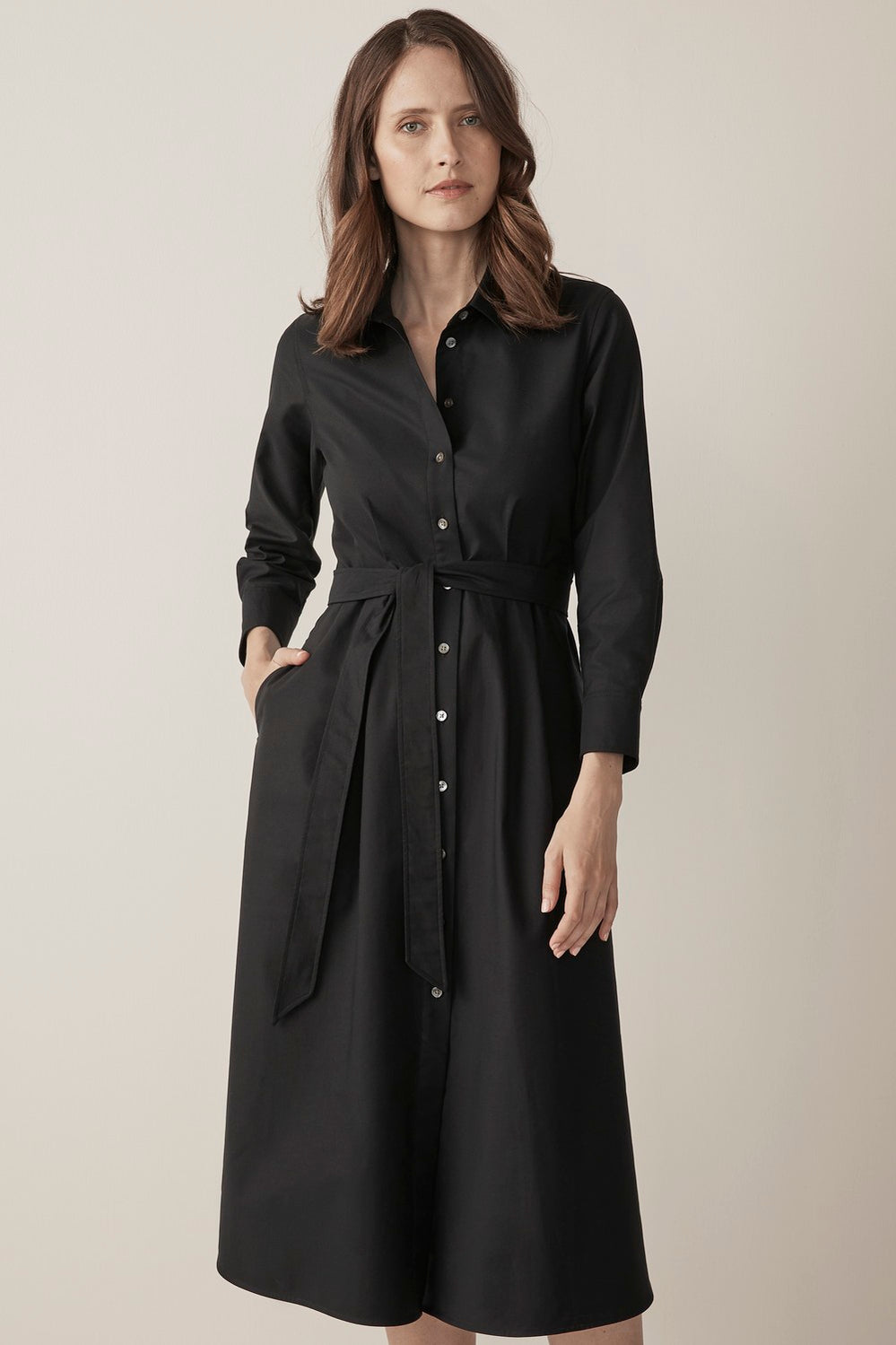 Textured Cotton Shirt Dress