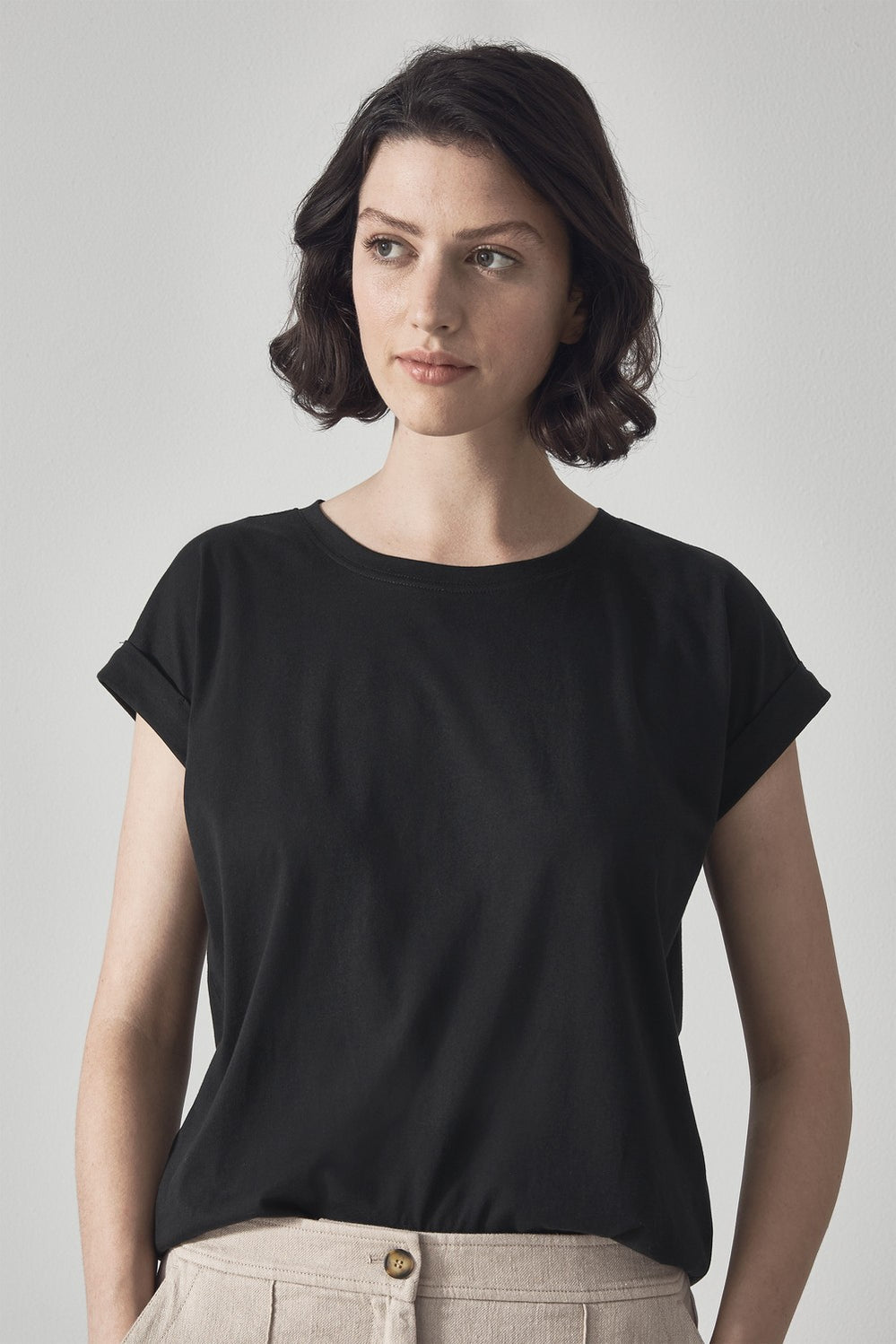 Pima Cotton Cuffed T-Shirt