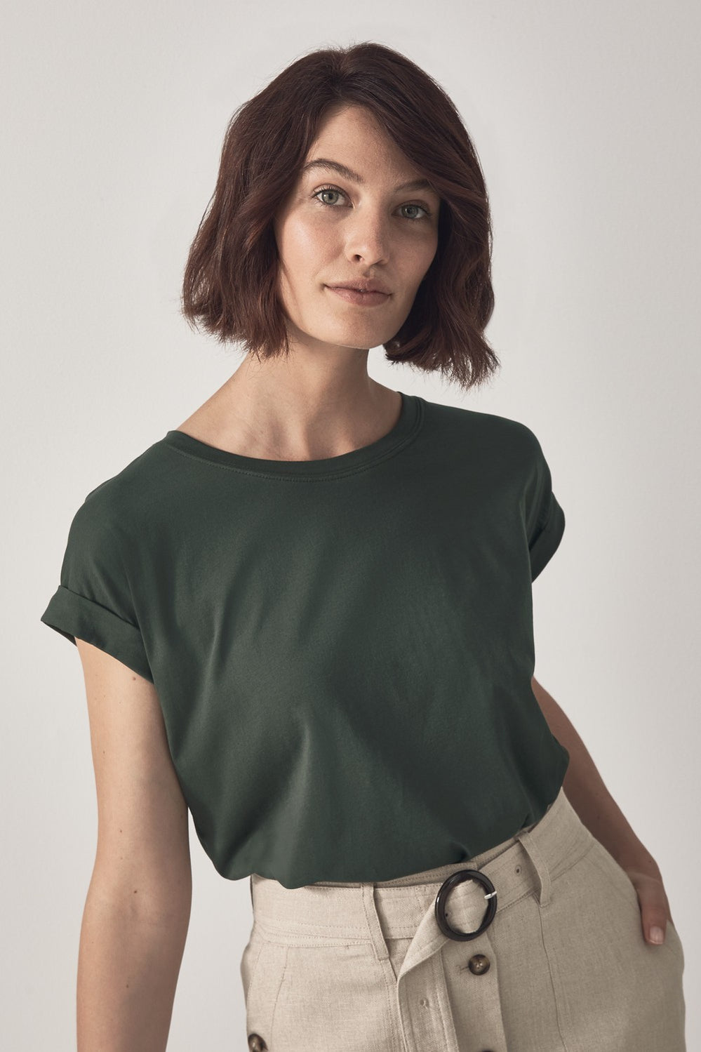 Pima Cotton Cuffed T-Shirt