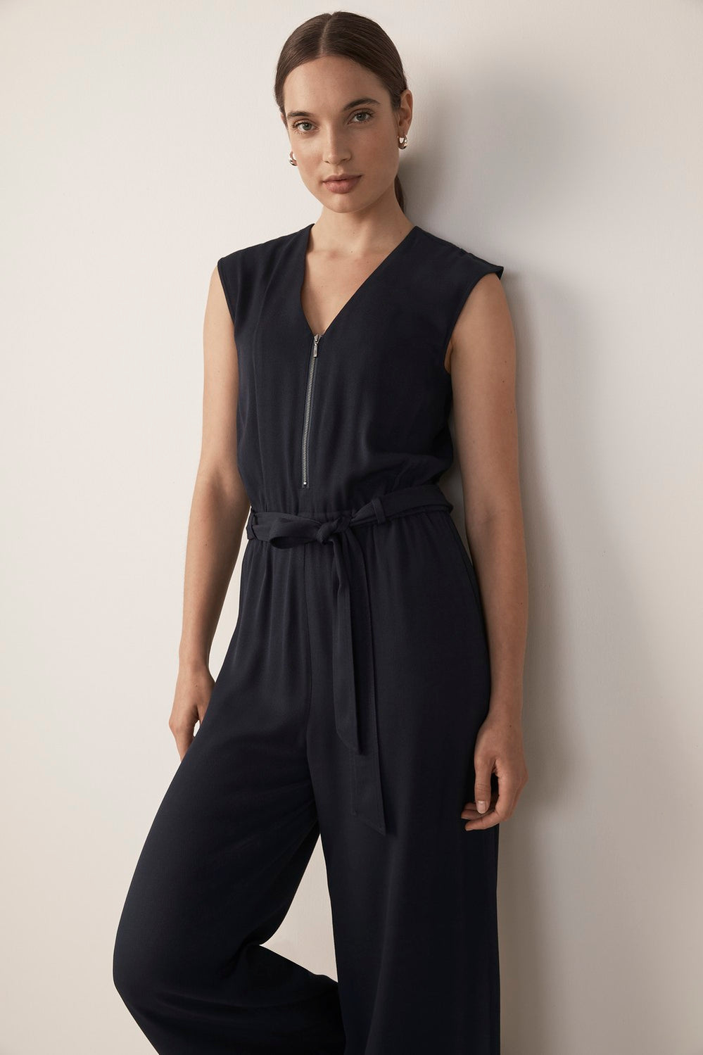 Twill Zip Front Romper