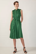 Sleeveless Gathered Shirt Dress
