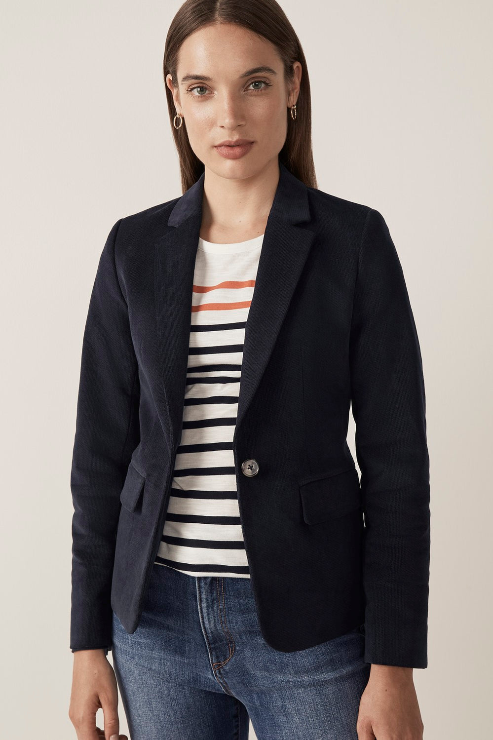 Corduroy Notch Collar Blazer
