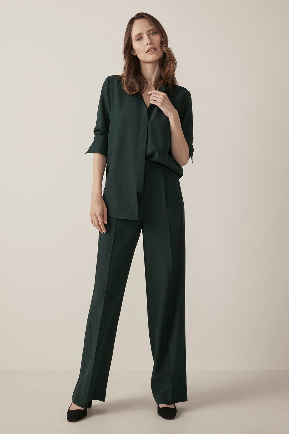 Acetate Blend Drape Pant