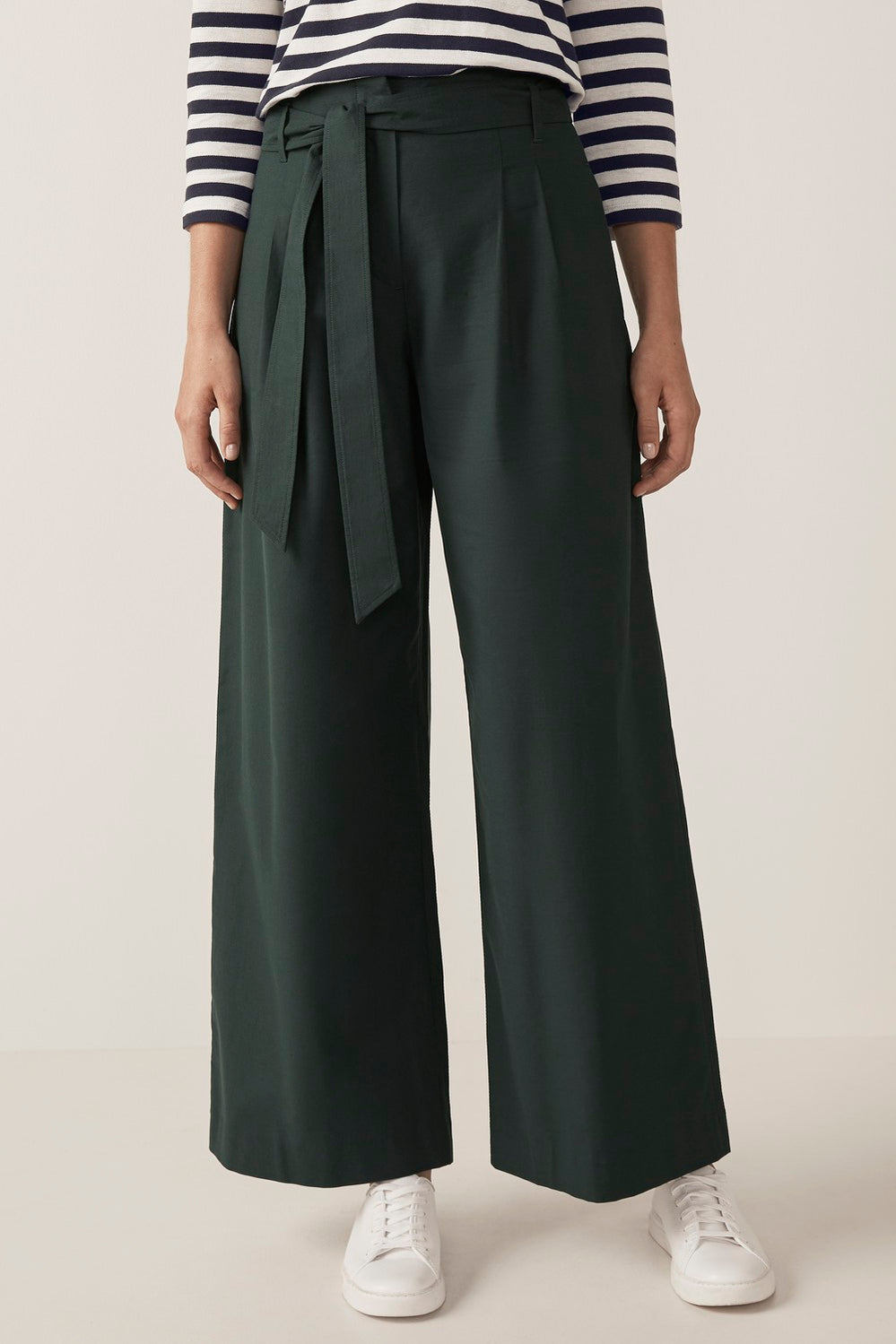 Textured Cotton Wide Leg Pant