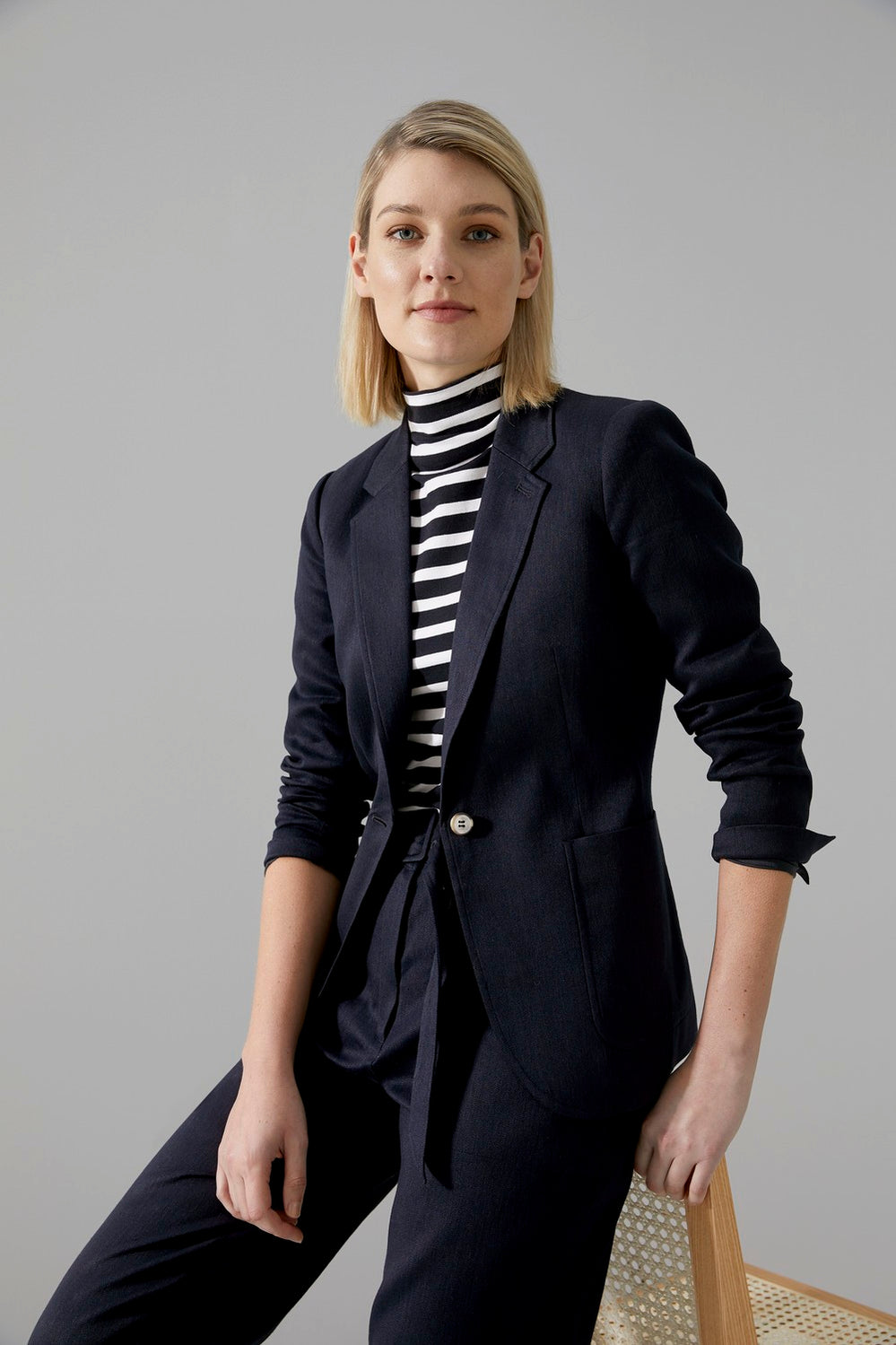 Stretch Linen Cotton Blazer