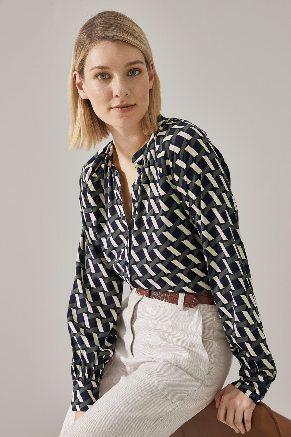 Basket Weave Print Blouse
