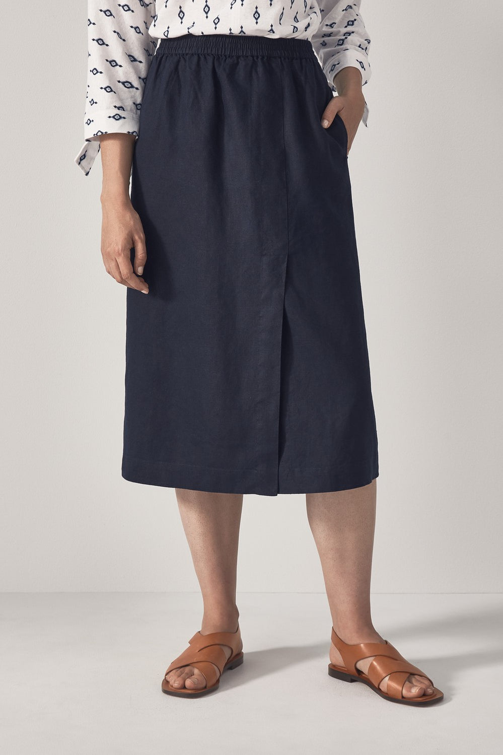 Linen Wrap Front Skirt