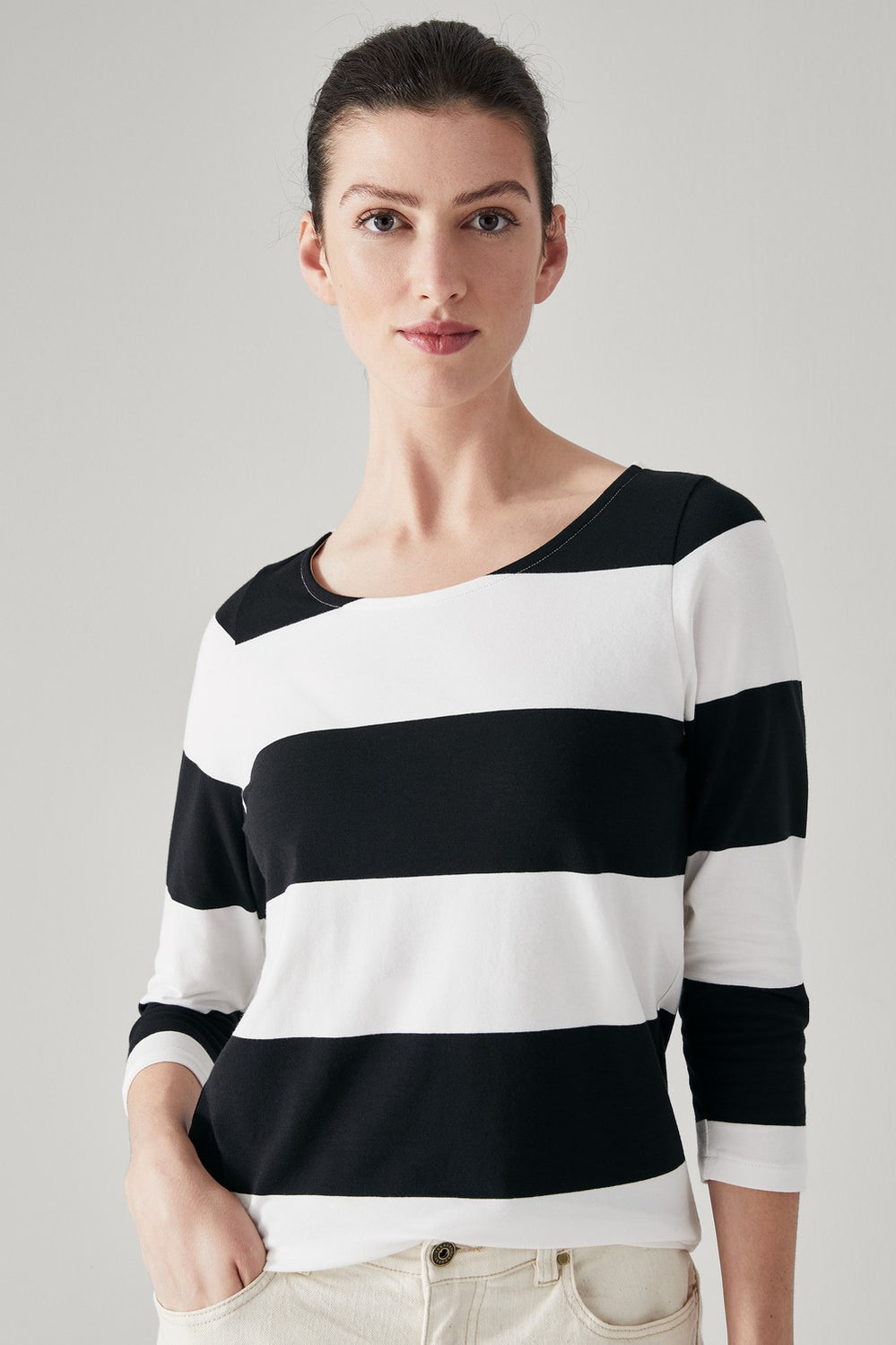 Cotton Stripe Half Sleeve T-Shirt
