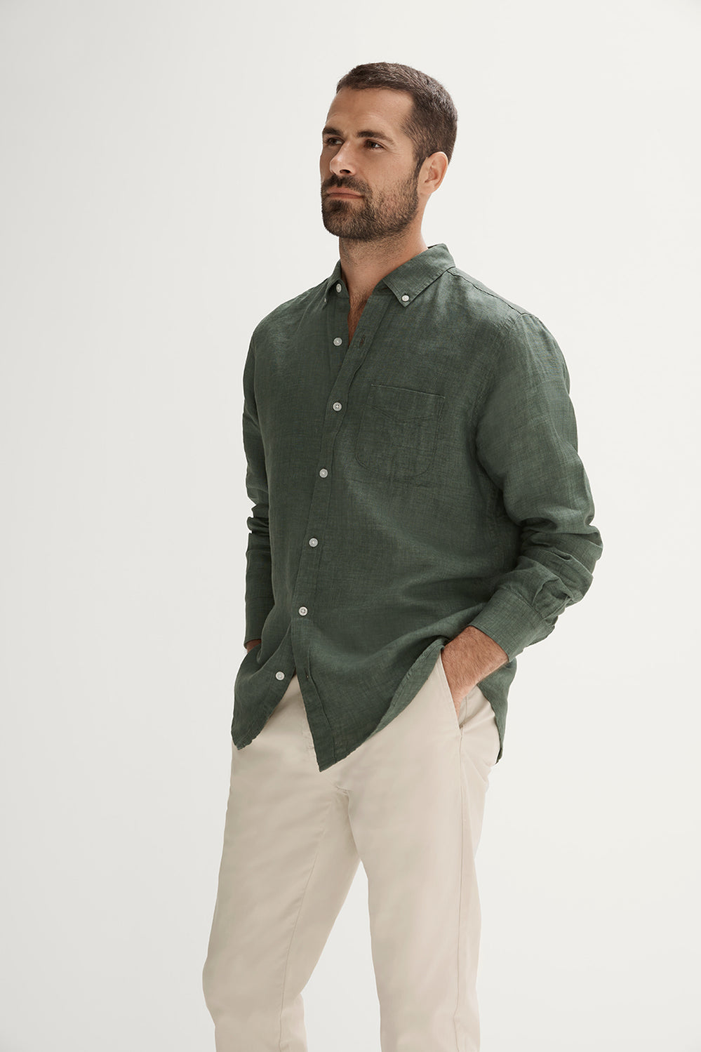 Regular Fit Delave Linen Long Sleeve Shirt