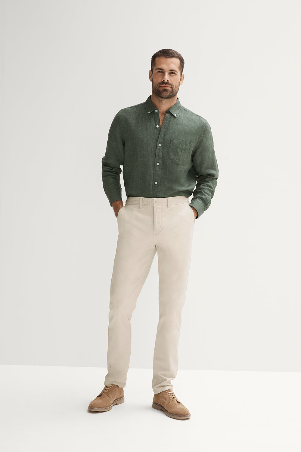 Regular Fit Delave Linen Long Sleeve Shirt