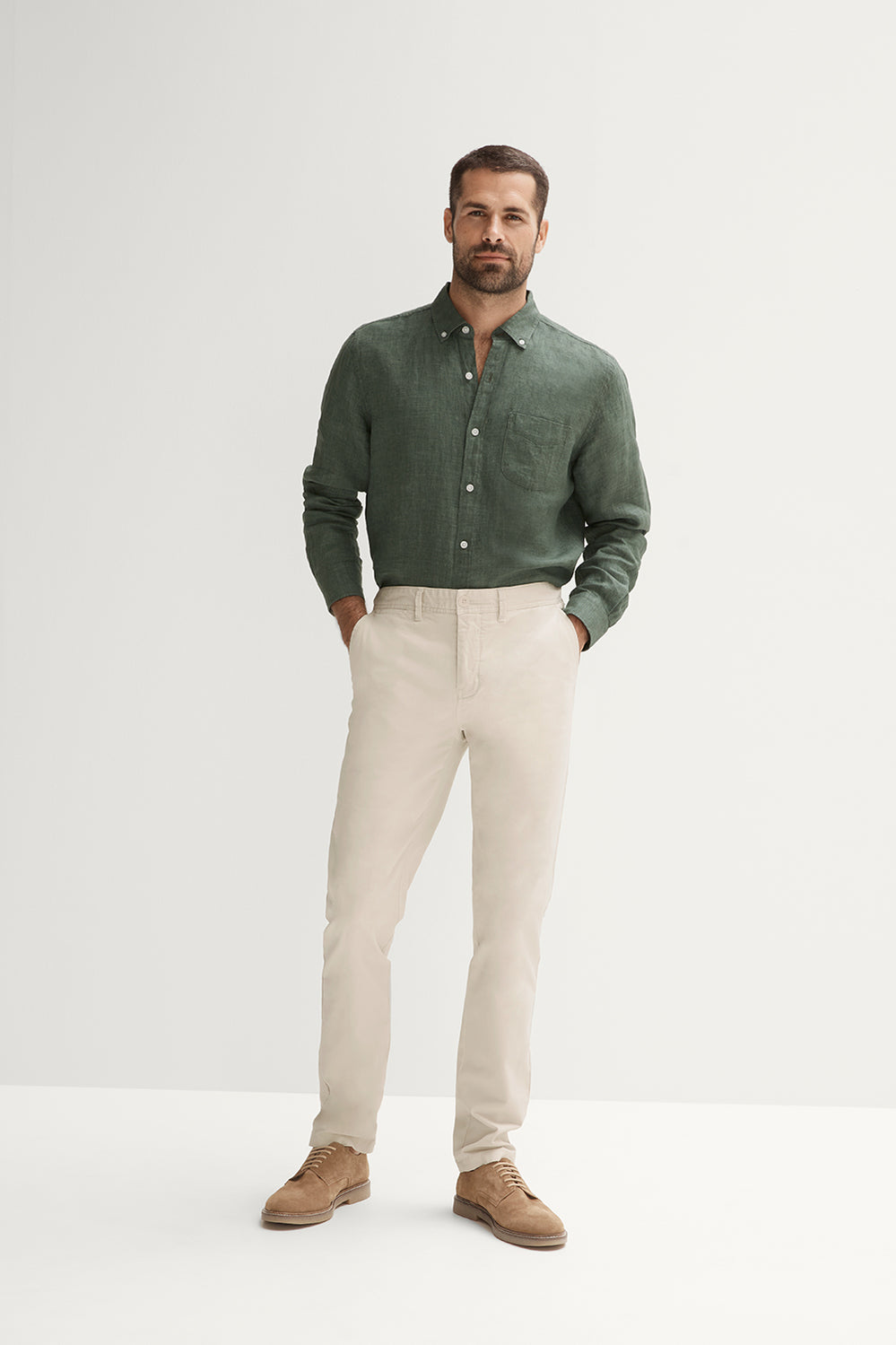 Regular Fit Delave Linen Long Sleeve Shirt