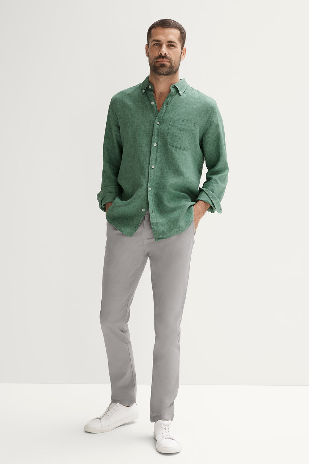 Regular Fit Delave Linen Long Sleeve Shirt