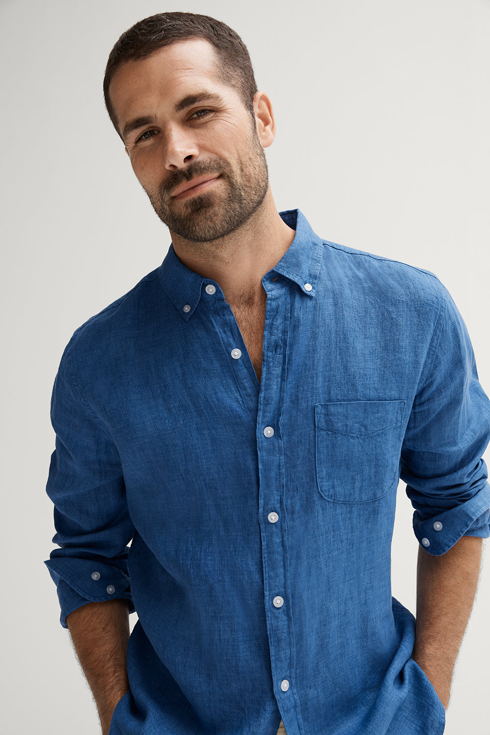 Regular Fit Delave Linen Long Sleeve Shirt