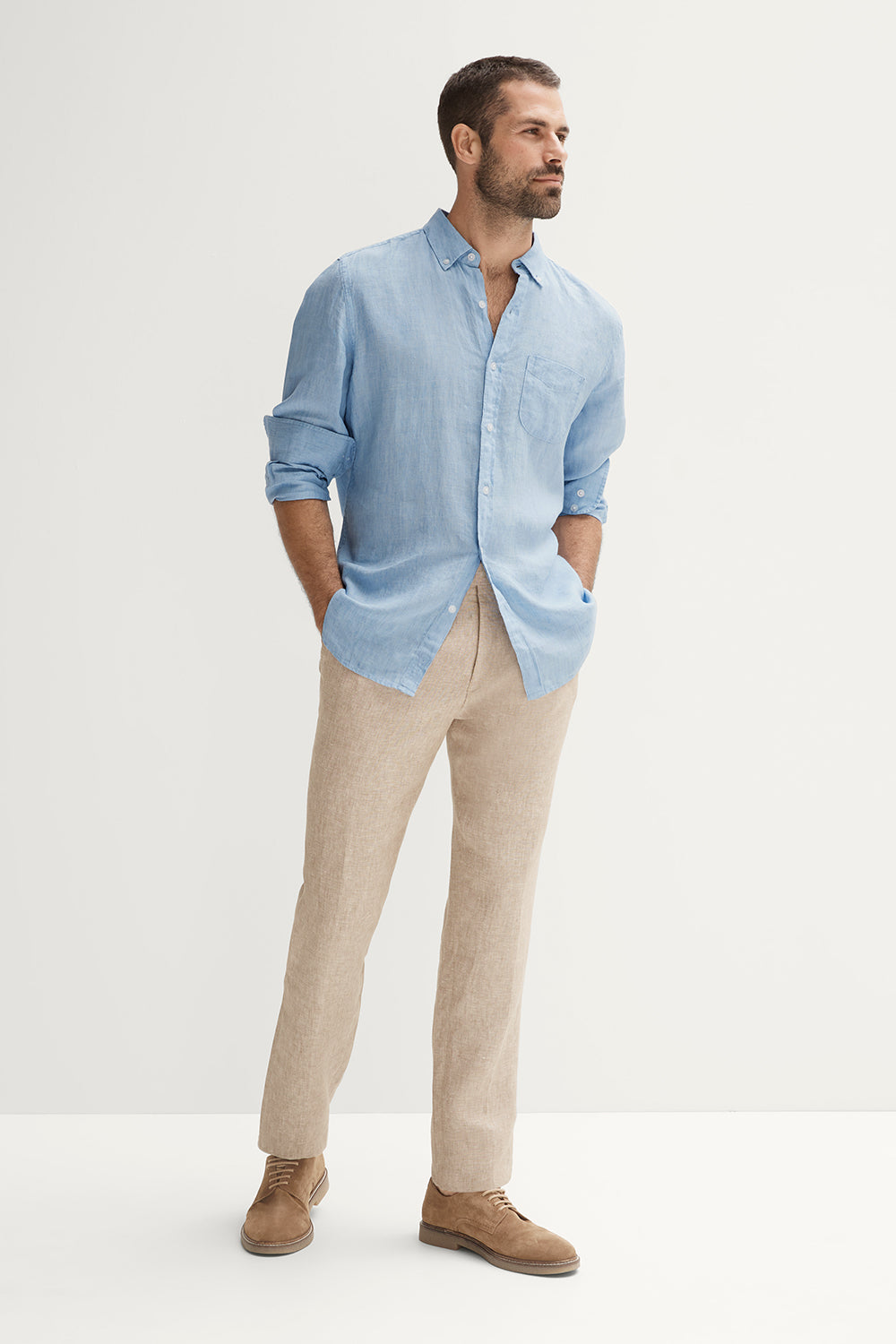 Regular Fit Delave Linen Long Sleeve Shirt
