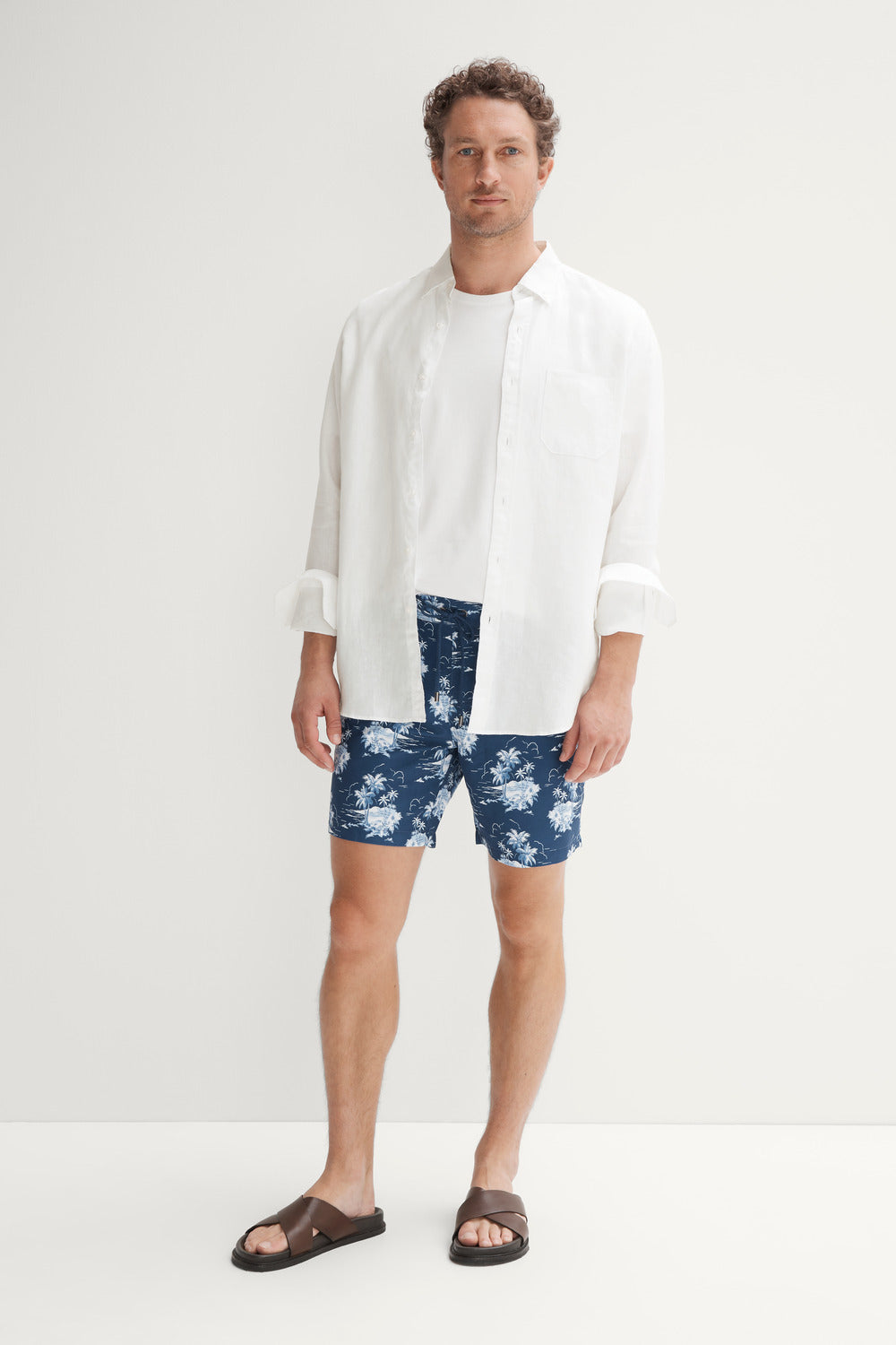 Regular Fit Linen Piece Dyed Long Sleeve Shirt