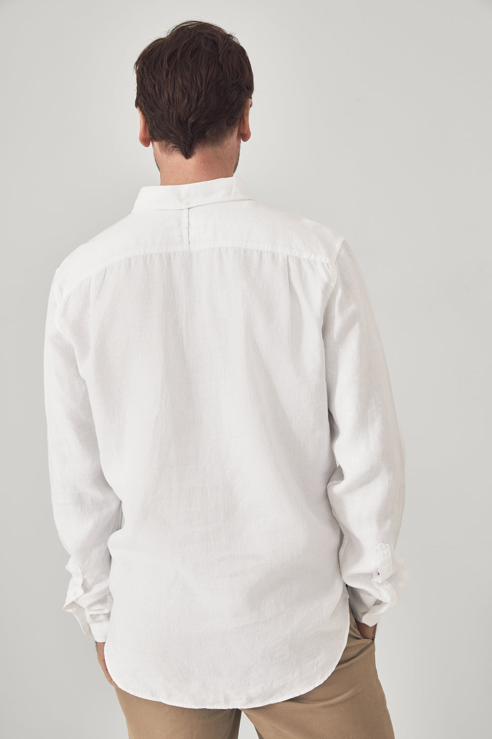 Regular Fit Linen Piece Dyed Long Sleeve Shirt