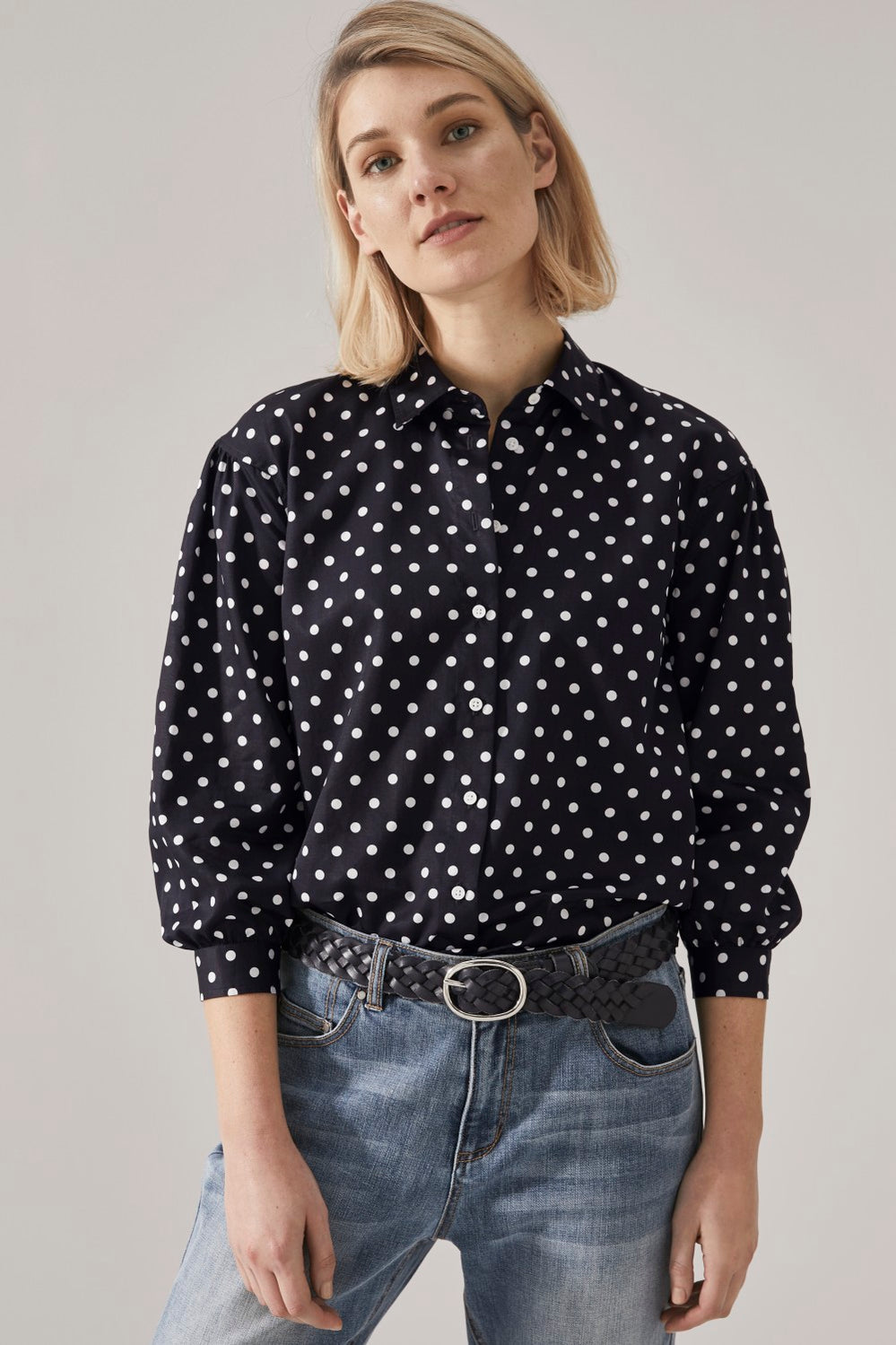 Cotton Sateen Spot Shirt