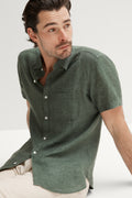Regular Fit Delave Linen Short Sleeve Shirt