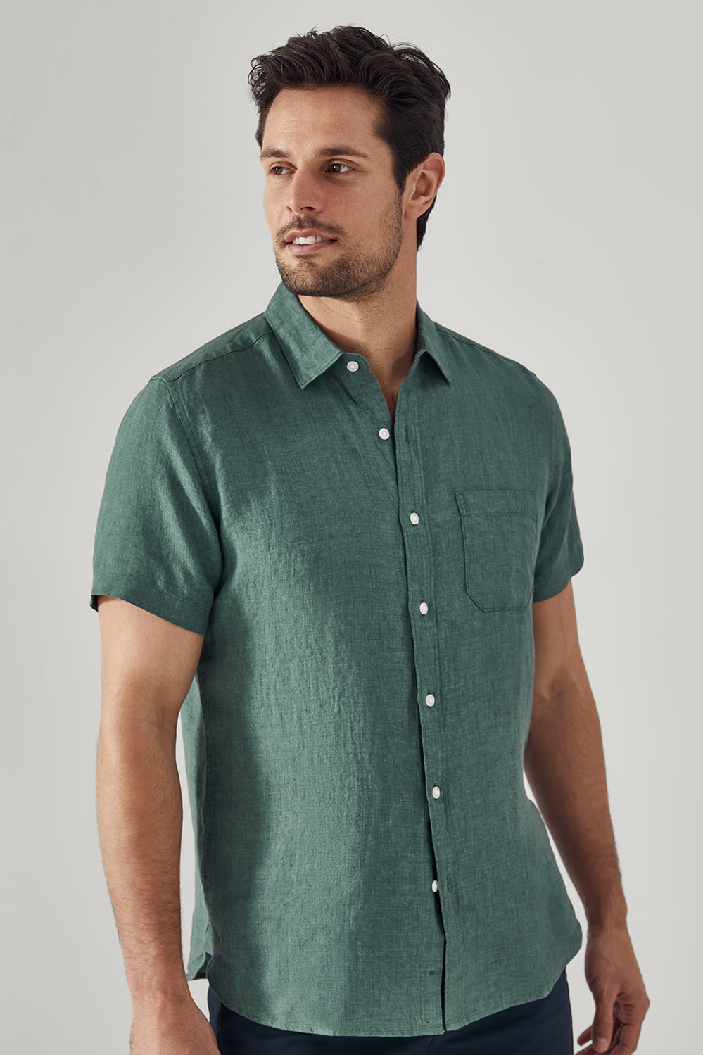 Regular Fit Delave Linen Short Sleeve Shirt