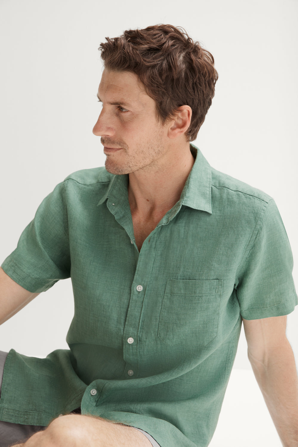 Regular Fit Delave Linen Short Sleeve Shirt