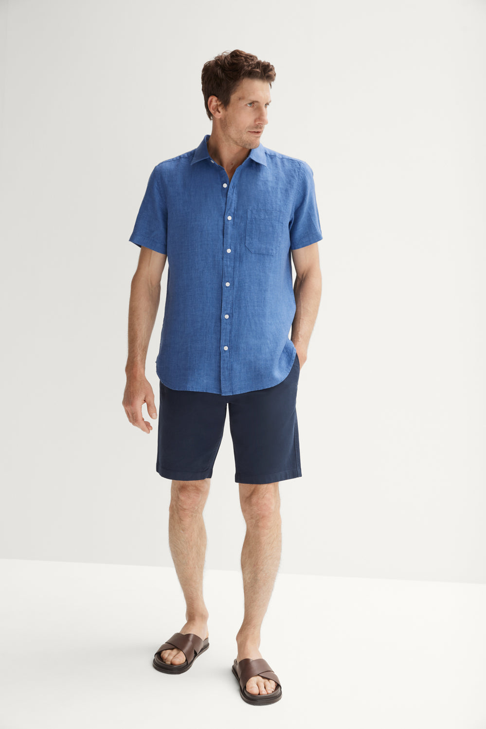 Regular Fit Delave Linen Short Sleeve Shirt
