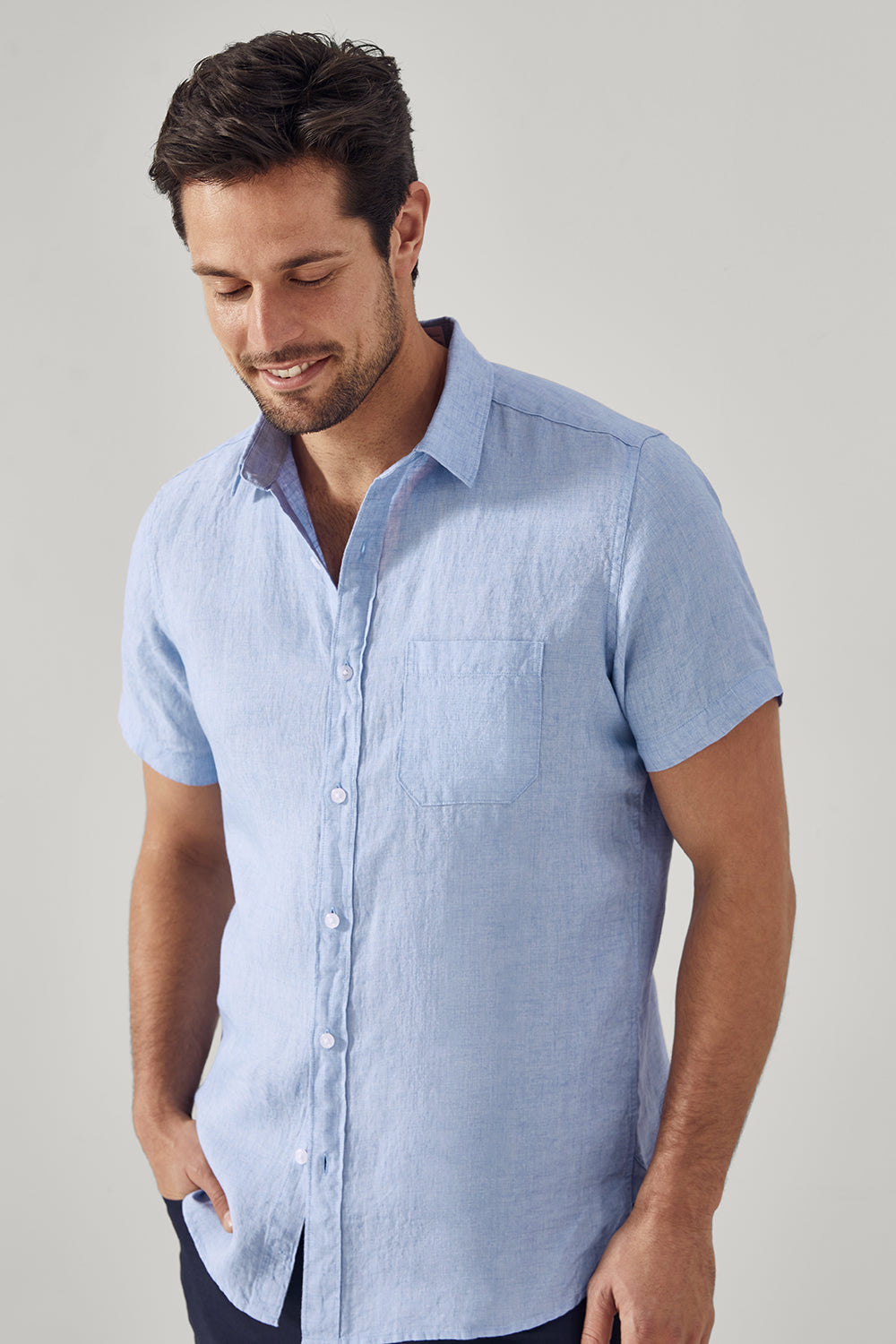 Regular Fit Delave Linen Short Sleeve Shirt