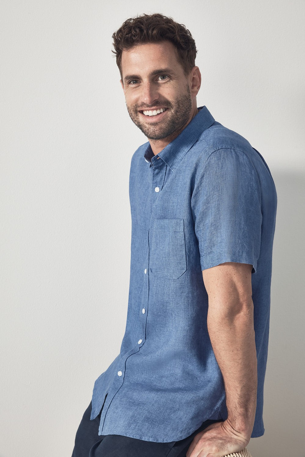 Regular Fit Delave Linen Short Sleeve Shirt