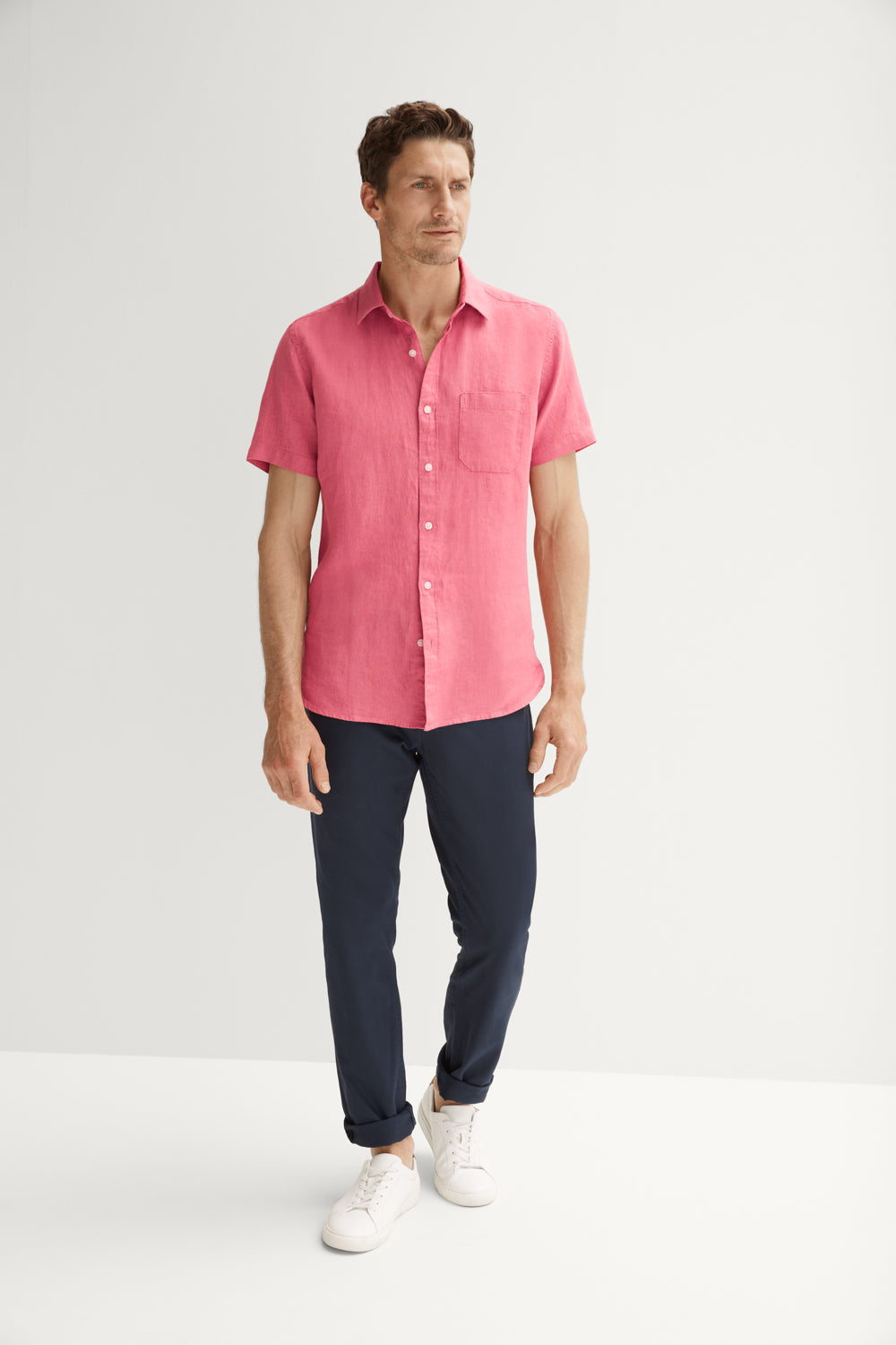 Regular Fit Delave Linen Short Sleeve Shirt