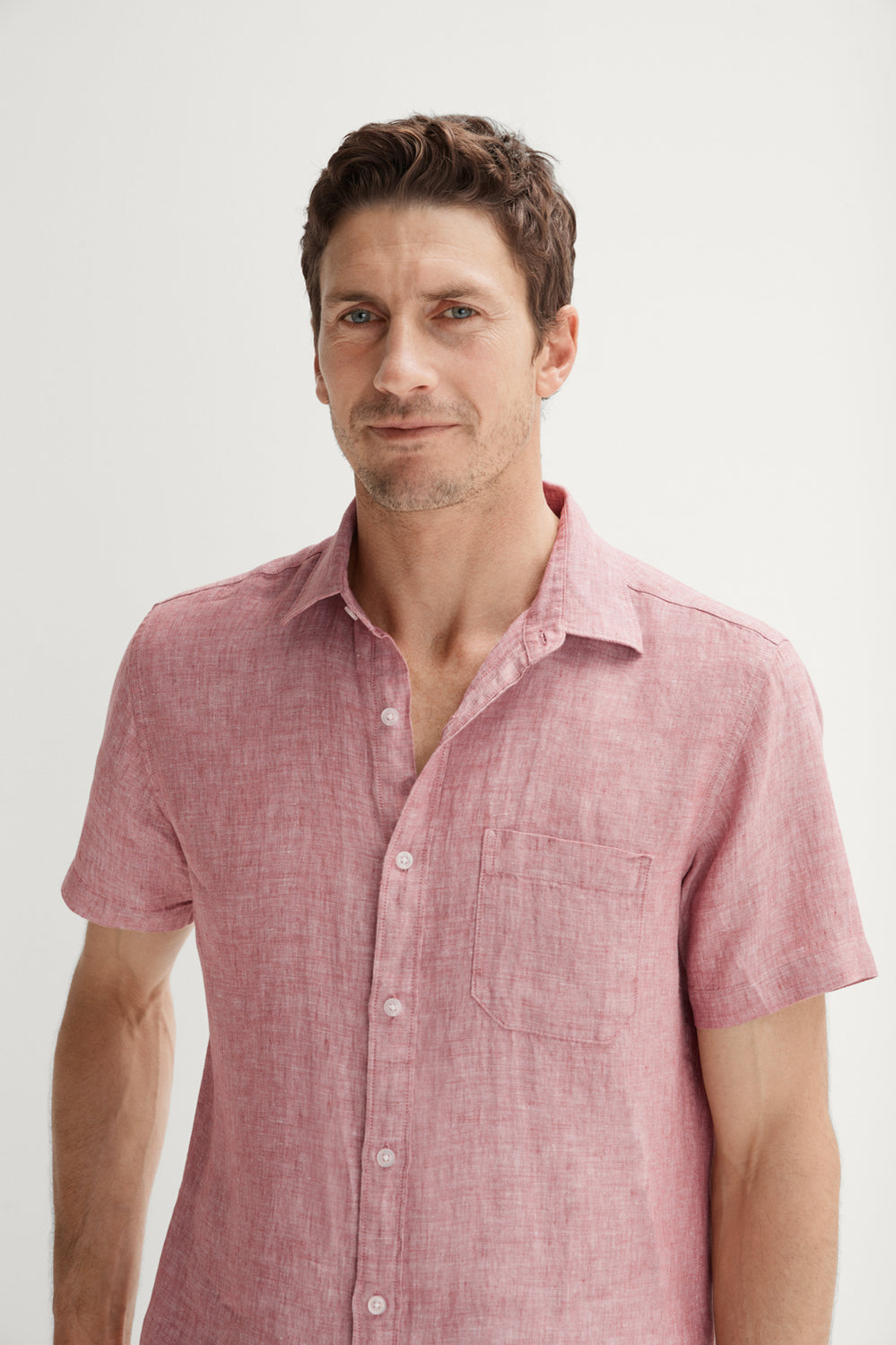 Regular Fit Delave Linen Short Sleeve Shirt