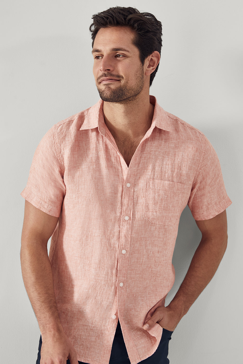 Regular Fit Delave Linen Short Sleeve Shirt