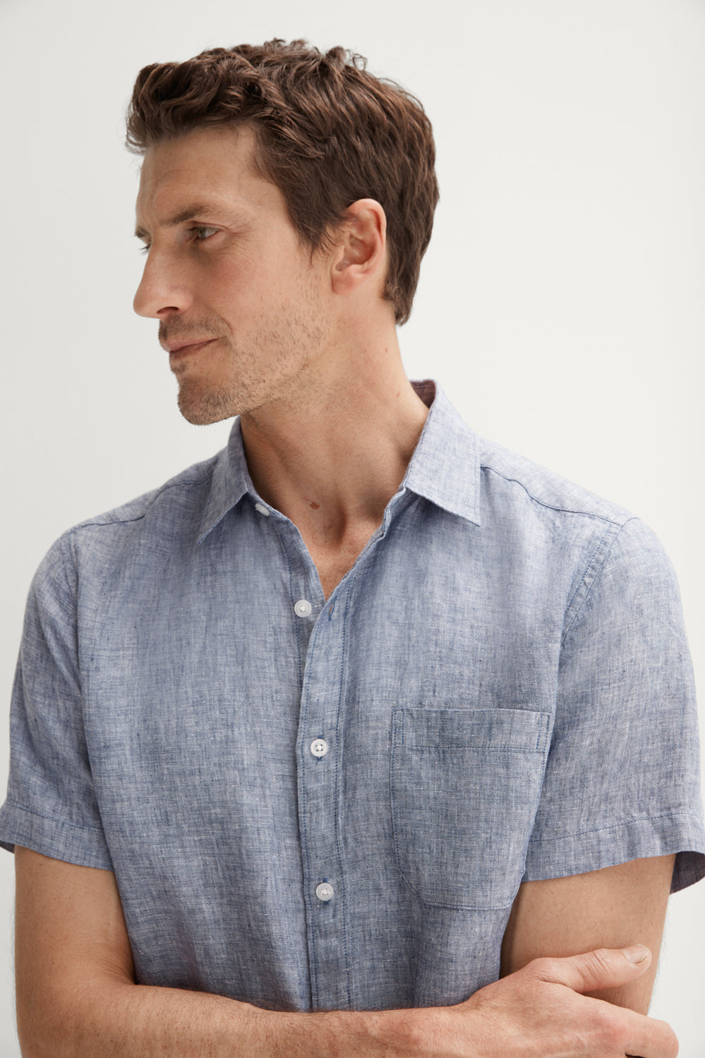 Regular Fit Delave Linen Short Sleeve Shirt