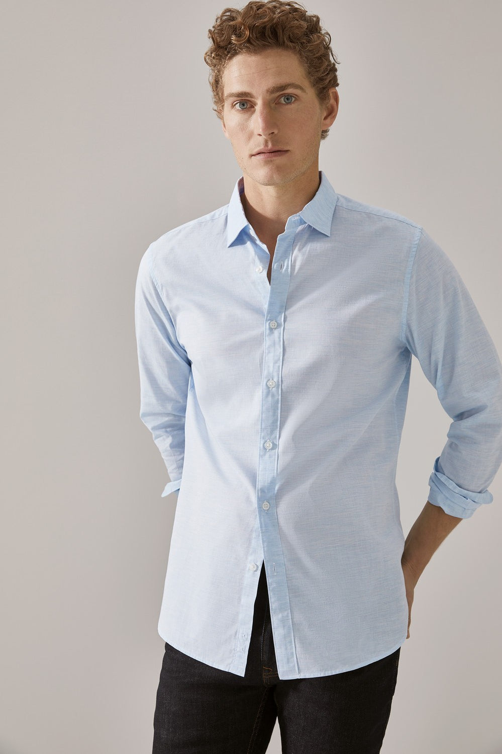 Chambray Herringbone Smart Shirt