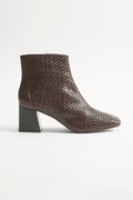 Leather Woven Heeled Boot