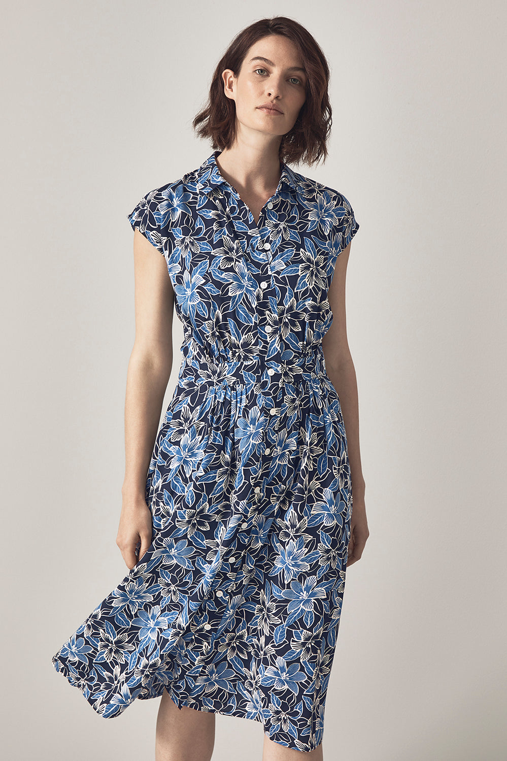 Modal Textured Floral Sleeveless Dress