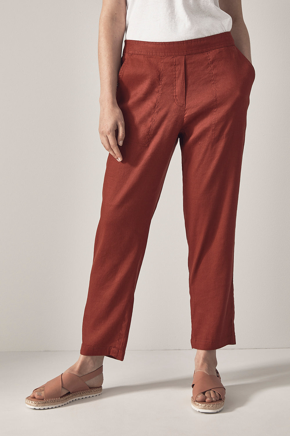 Stretch Linen Pull On Pant