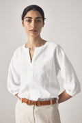 Linen Vent Neck Top