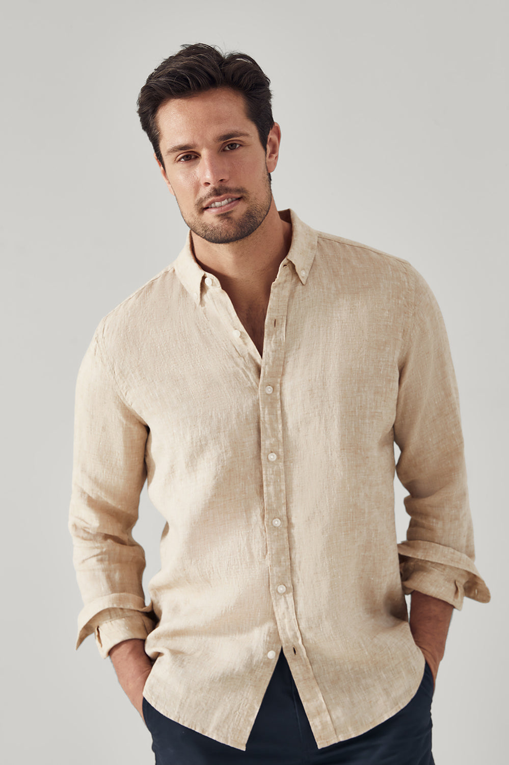 Tailored Fit Delave Linen Long Sleeve Shirt