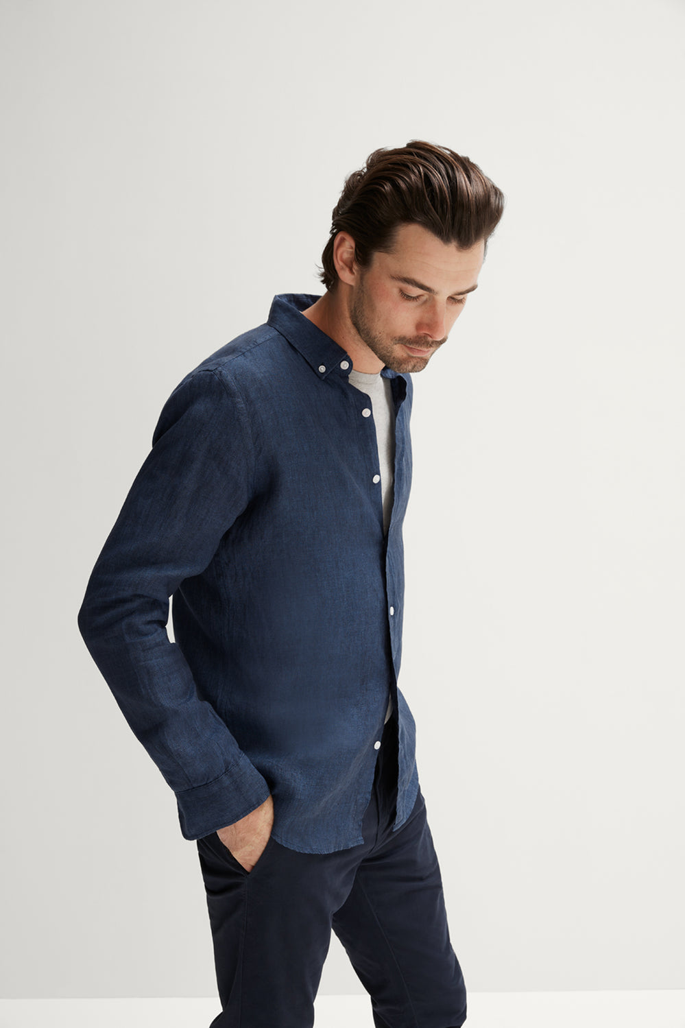 Tailored Fit Delave Linen Long Sleeve Shirt
