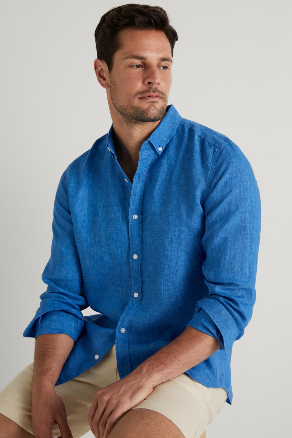 Tailored Fit Delave Linen Long Sleeve Shirt