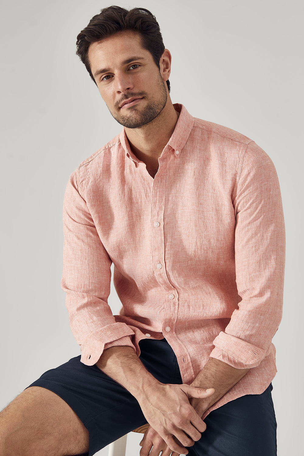 Tailored Fit Delave Linen Long Sleeve Shirt