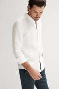 Tailored Fit Linen Piece Dyed Long Sleeve Shirt